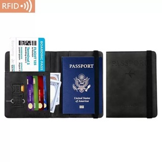 【残りわずか】パスポートケース 黒 チケット 旅行 カバー 紙幣 カード 財布(旅行用品)