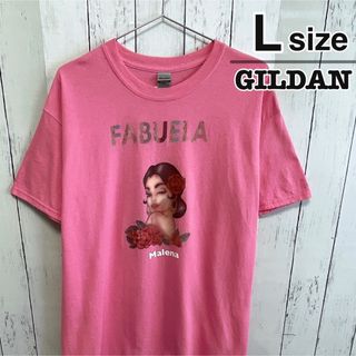 ギルタン(GILDAN)のUSA古着　GILDAN　Tシャツ　L　ピンク　プリント　レディー　Malena(Tシャツ/カットソー(半袖/袖なし))