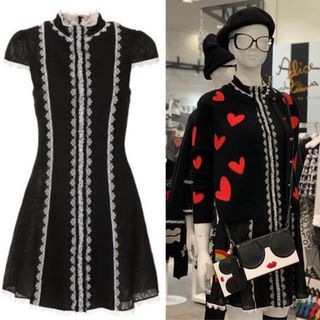 Alice+Olivia - 新品 alice+olivia ビジュー×刺繍レース ハイネックワンピースドレス