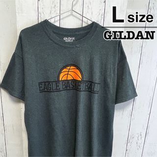 ギルタン(GILDAN)のUSA古着　GILDAN　Tシャツ　L　グレー　バスケットボール　チーム　ロゴ(Tシャツ/カットソー(半袖/袖なし))