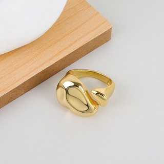 個性的　デザイン　大ぶり　調節できる　黄金　シンプル　調節可能　ゴールド(リング(指輪))