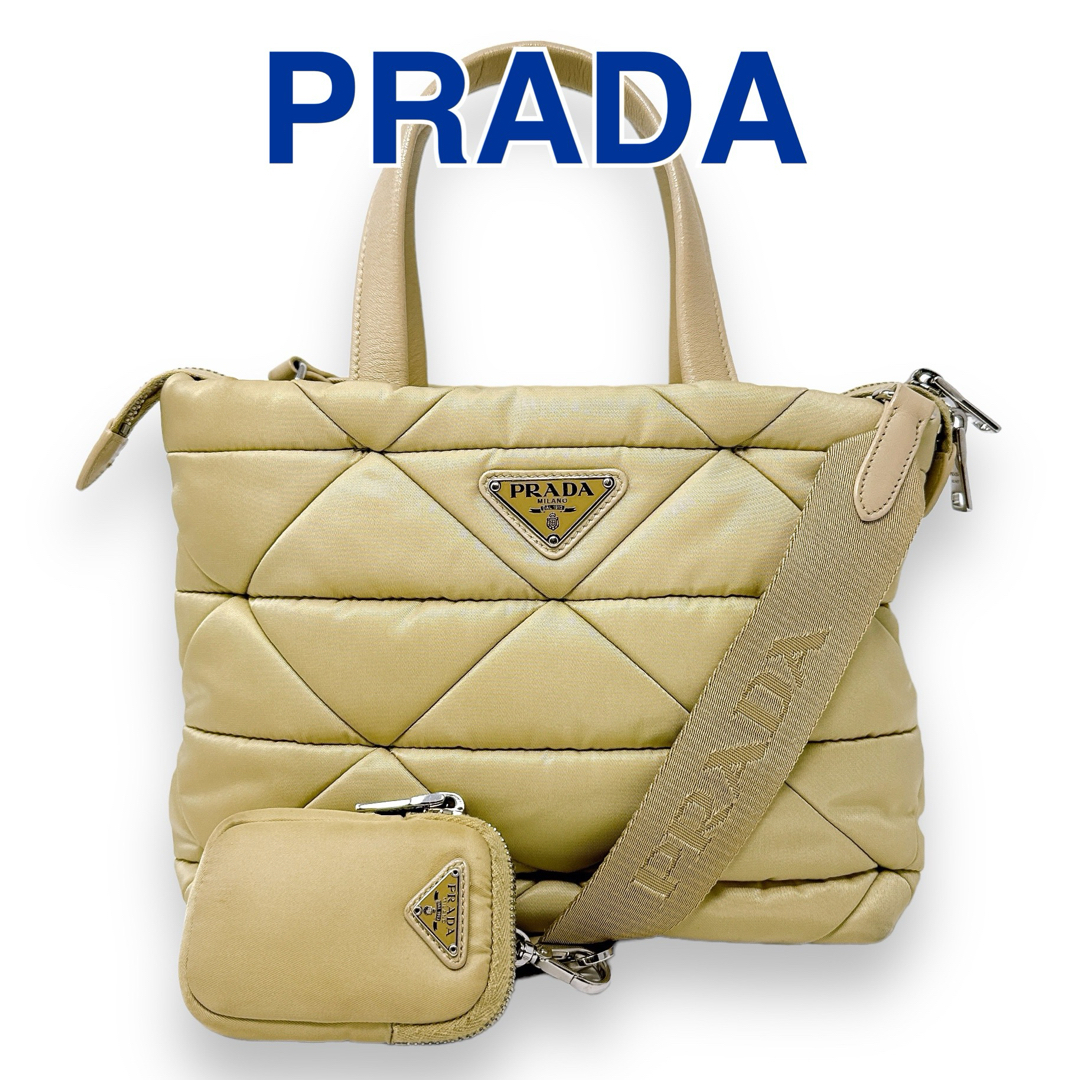 PRADA - プラダ 1BG373 リナイロン パデッド ベージュ ハンド PRADA - プラダ 1BG373 リナイロン パデッド ベージュ ハンド