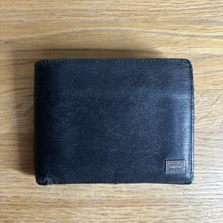 ポーター(PORTER)のPORTER ポーター　二つ折り財布　マネークリップレザー　黒　シンプル(折り財布)