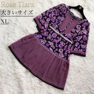 Rose Tiara - 3 【未使用に近い・大きいサイズ】ローズティアラ　シアー　花柄　ワンピース　42