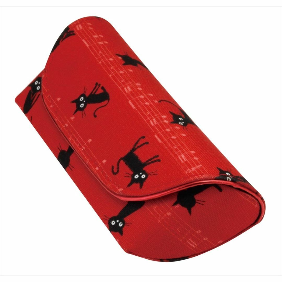 在庫処分パールPearl 眼鏡ケース 赤 黒猫のワルツ セミハード 猫柄 H レディースのファッション小物(その他)の商品写真