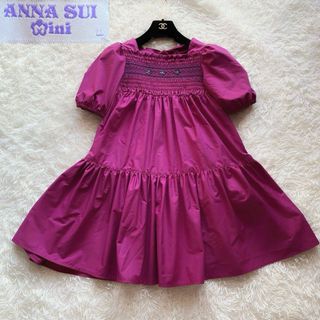 ANNA SUI mini - 2 【未使用に近い】アナスイミニ　スモッキングティアードワンピース　LL　150