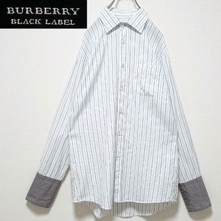 バーバリーブラックレーベル(BURBERRY BLACK LABEL)のバーバリー ブラックレーベル ストライプ カフス ノバチェック柄 長袖 シャツ(シャツ)