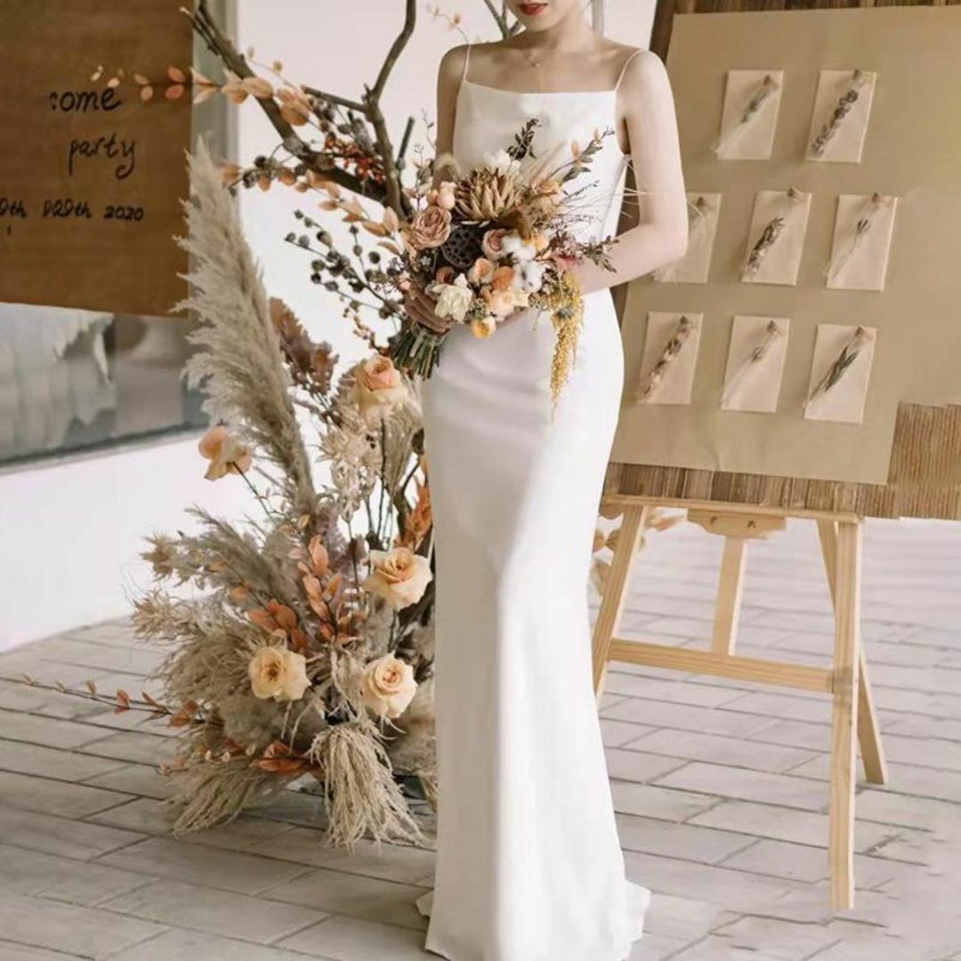 ウェディングドレス♡シンプルフレンチスタイル♡前撮り 結婚 ウェディングドレス♡シンプルフレンチスタイル♡前撮り 結婚