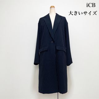 アイシービー(ICB)のiCB スプリングコート チェスター ネイビー ストライプ 大きいサイズ 春秋(スプリングコート)