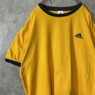 アディダス(adidas)の【リンガーTシャツ、パフォーマンスロゴ】adidasワンポイント刺繍Tシャツ黄(Tシャツ/カットソー(半袖/袖なし))