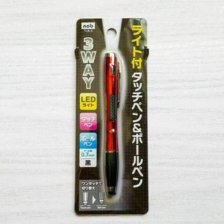 nob 3WAY ライト付き タッチペン & ボールペン 0.7mm レッド(その他)