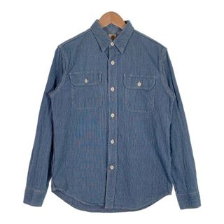 シュガーケーン(Sugar Cane)のSUGAR CANE シュガーケーン ジーンコード ストライプ ワークシャツ ブルー 長袖 Size M(シャツ)