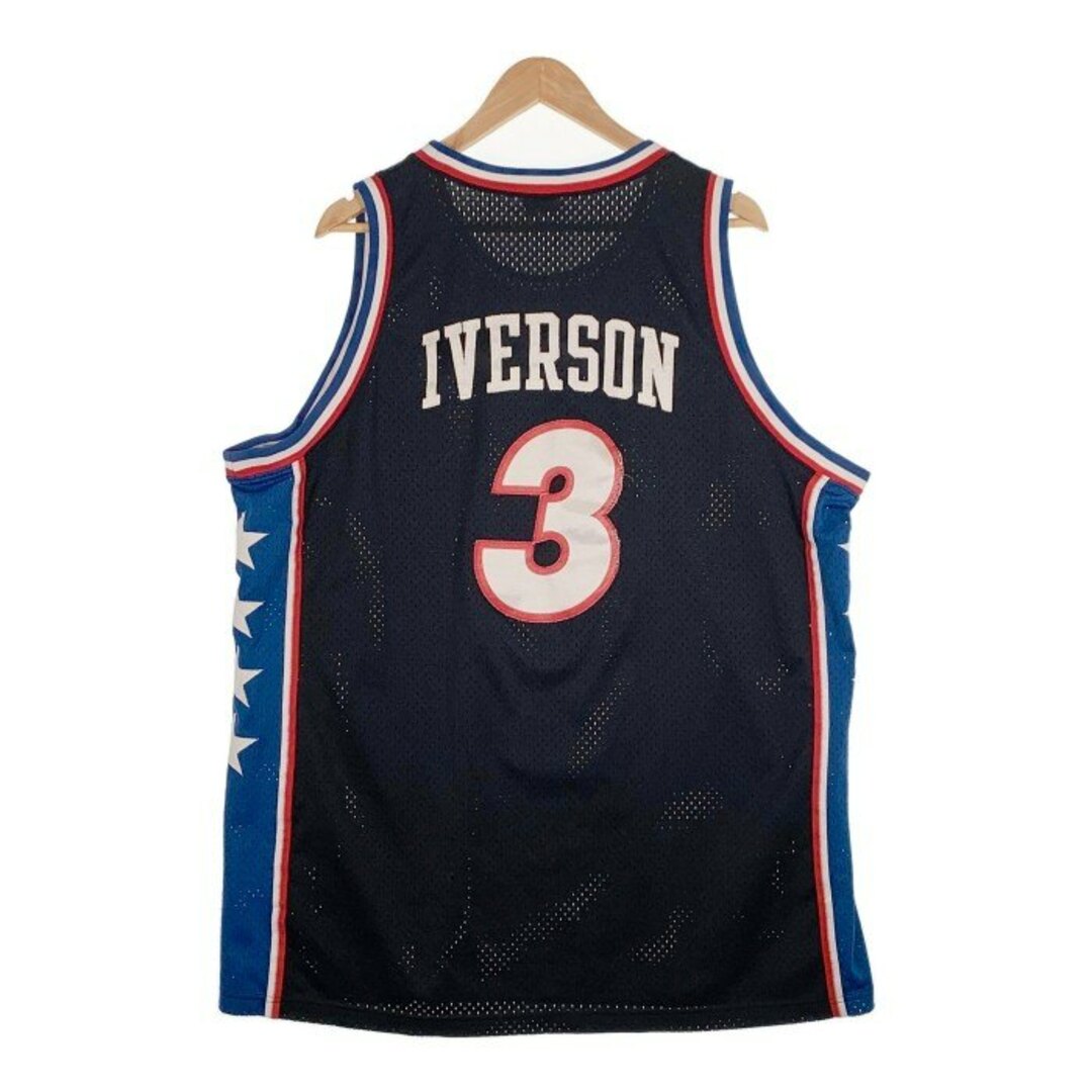 NIKE(ナイキ)の90-00's NIKE TEAM ナイキ SIXERS IVERSON シクサーズ アイバーソン ユニフォーム ゲームシャツ ブラック Size XXL メンズのトップス(Tシャツ/カットソー(半袖/袖なし))の商品写真