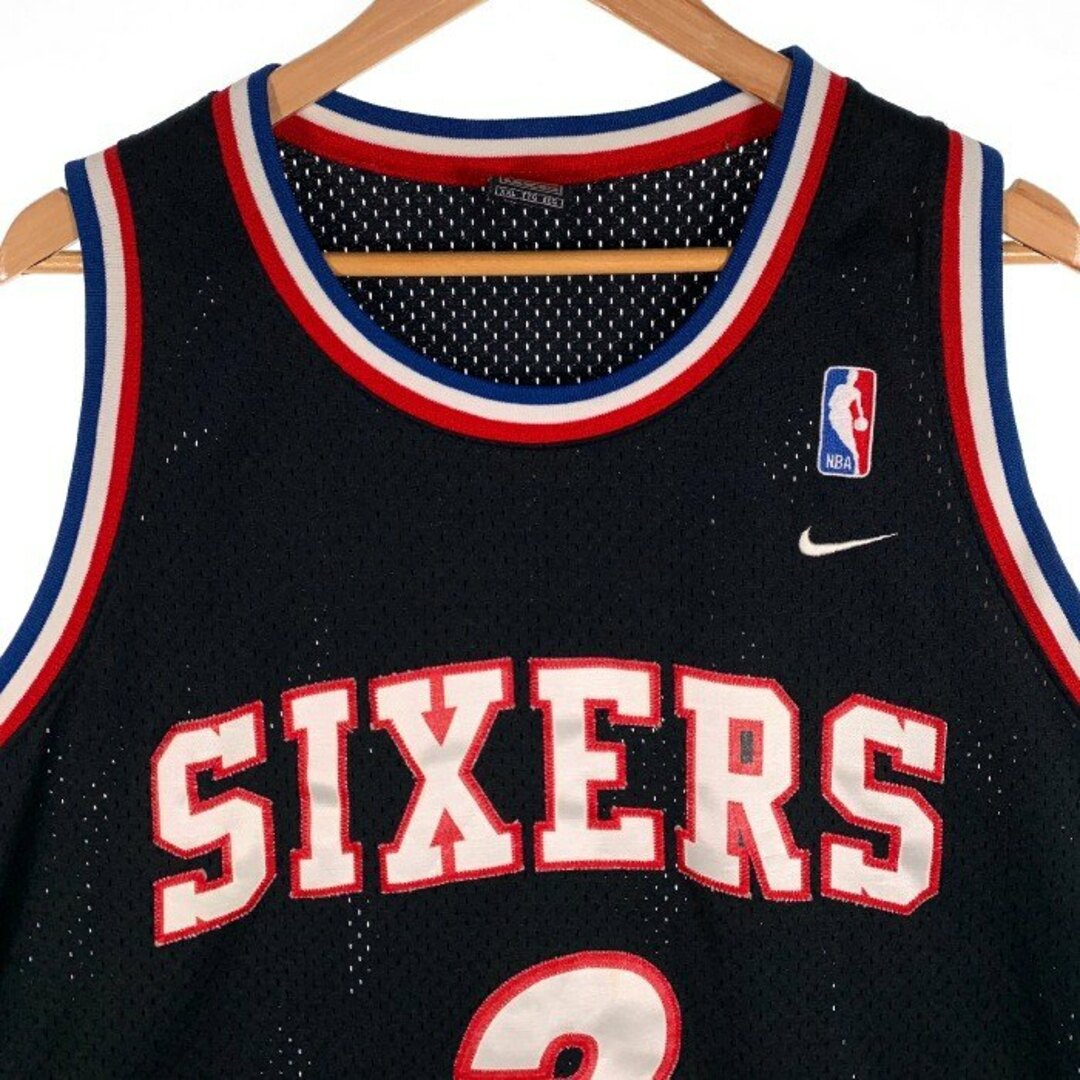 NIKE(ナイキ)の90-00's NIKE TEAM ナイキ SIXERS IVERSON シクサーズ アイバーソン ユニフォーム ゲームシャツ ブラック Size XXL メンズのトップス(Tシャツ/カットソー(半袖/袖なし))の商品写真