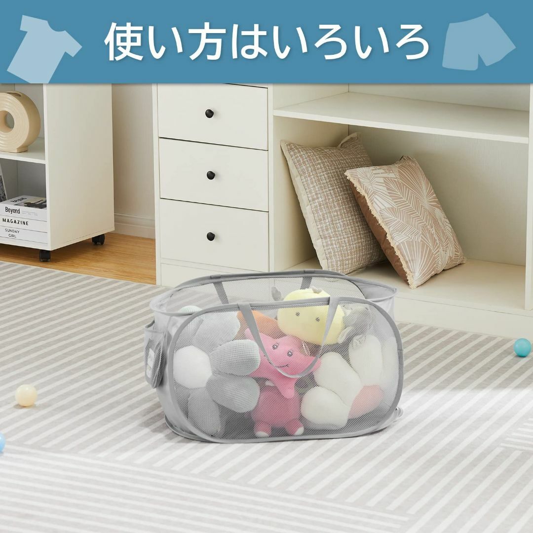 【色:グレー・横形_サイズ:1PCS】TECHMILLY ランドリーバスケット  インテリア/住まい/日用品の収納家具(バス収納)の商品写真