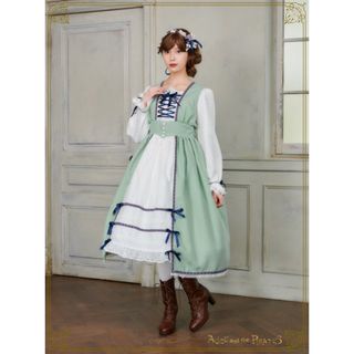 Florentinaロングワンピース+ ヘッドドレス+ ミニコサージュ SET