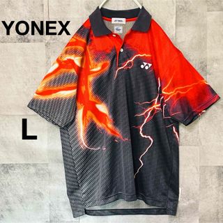 ヨネックス(YONEX)の【派手柄】ヨネックスポロシャツ　胸ロゴ　L 稲妻柄　ウェア(ポロシャツ)