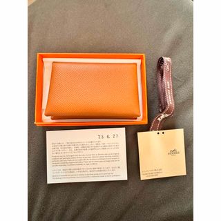 エルメス(Hermes)のエルメス カードケース カルヴィ ヴォーエプソン ゴールド (財布)