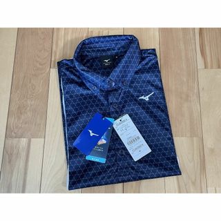 ミズノ(MIZUNO)の新品 ミズノ 半袖 ポロシャツ 格子柄 M ネイビー 吸汗速乾 伸縮(ポロシャツ)