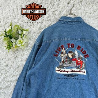 Harley Davidson - 美品 入手困難 ハーレーダビッドソン WBコラボ デニムシャツ XLサイズ相当