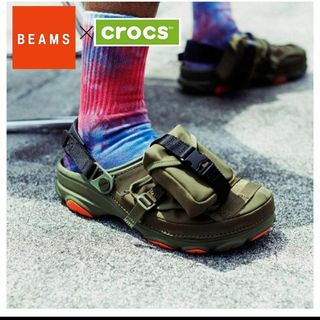 crocs - crocs BEAMS別注 MILITARY オリーブ　27㎝　サンダル　ポーチ