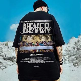 ビッグシルエット　壁画　ゆったり　ルーズシルエット　オーバーサイズ　キリスト(Tシャツ/カットソー(半袖/袖なし))