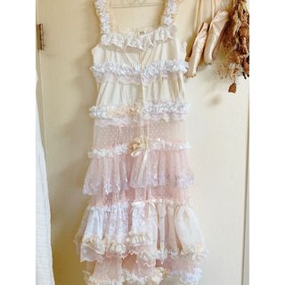 ガニーサックス(GUNNE SAX)のdentelle だんてる　ハンドメイド　レースふりるワンピ　ロリータ　ガーリー(ロングワンピース/マキシワンピース)