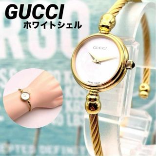 グッチ(Gucci)の極美品■稼働 グッチ バングル ワイヤー ブレス ゴールド レディース バンド(腕時計)