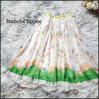 franche lippee - フランシュリッペ●ペチコート付き♪犬総柄メルヘンチックスカート/大きいサイズ