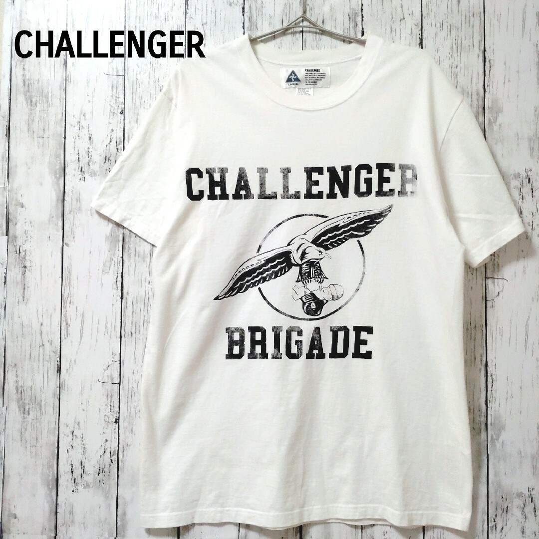 CHALLENGER チャレンジャー　プリントロゴ入Tシャツ　ホワイト白　L メンズのトップス(Tシャツ/カットソー(半袖/袖なし))の商品写真