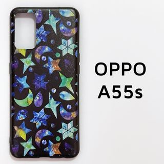 OPPO A55s 5G 黒 月星 ソフトケース カバー(Androidケース)