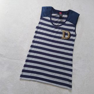 DOUBLE STANDARD CLOTHING - ダブルスタンダードクロージング　ノースリーブカットソー　ボーダー　ビジュー　美品