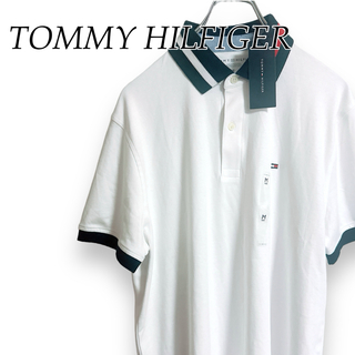 トミーヒルフィガー(TOMMY HILFIGER)の【USA輸入】トミーヒルフィガー　ポロシャツ　シャツ　メンズ　白　Mサイズ(ポロシャツ)