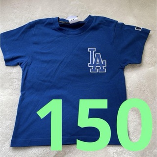 メジャーリーグベースボール(MLB)の150cm MLB ドジャース 大谷翔平 半袖 シャツ Tシャツ　青　刺繍キッズ(Tシャツ/カットソー)