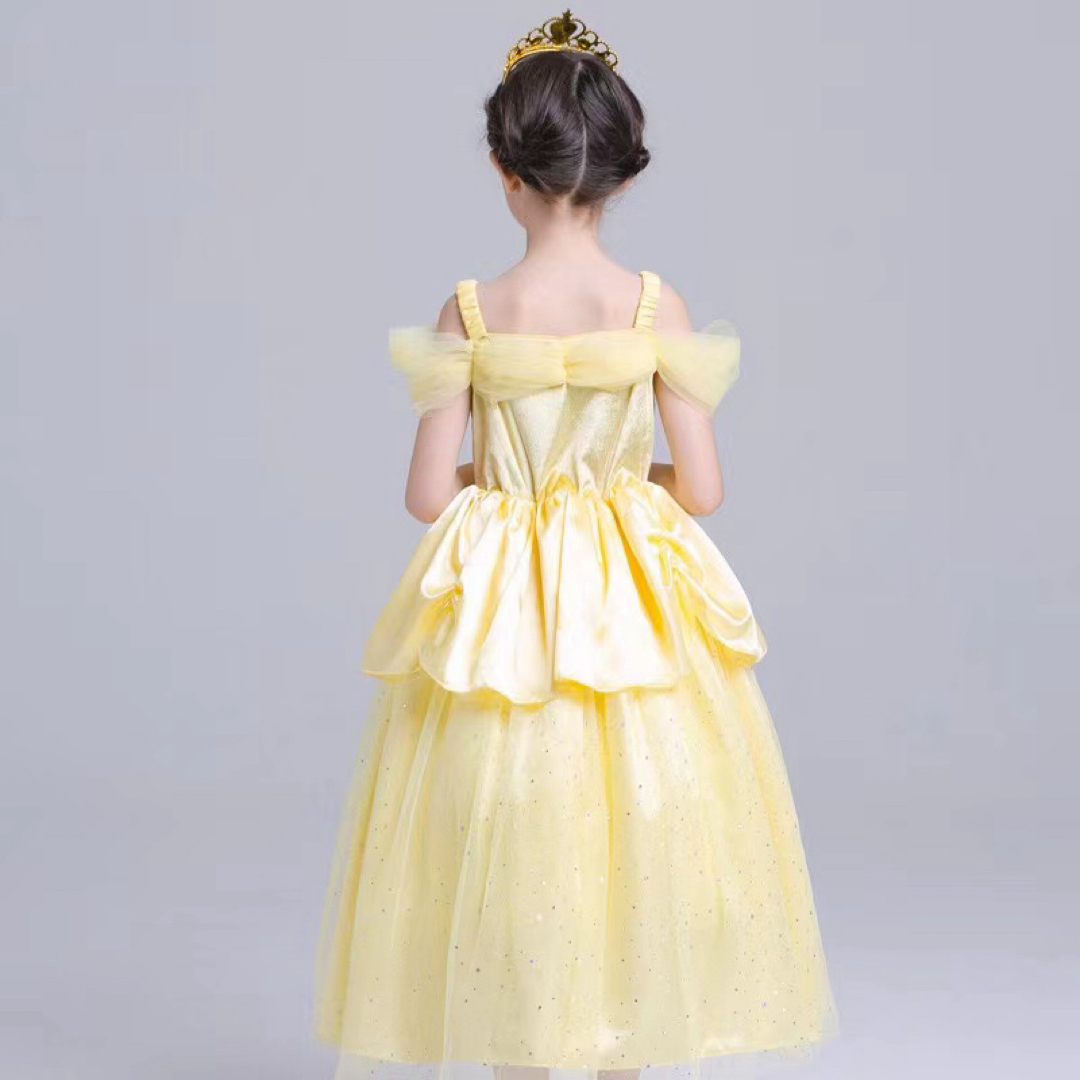 CB1黄色プリンセスドレスふんわりコスプレドレス120サイズ キッズ/ベビー/マタニティのキッズ服女の子用(90cm~)(ドレス/フォーマル)の商品写真