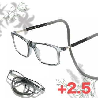 老眼鏡 シニアグラス 置き忘れ無し 磁石着脱 形状記憶ロープ式 黒 +2.5(サングラス/メガネ)