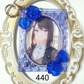 【440】B8 トレカキーホルダー キルティング オーバル バラ ブルー(その他)