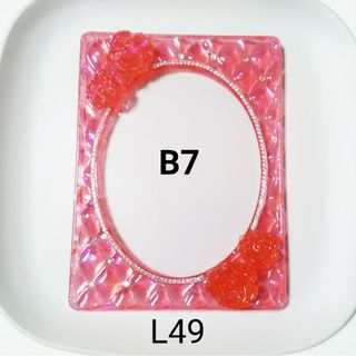 【L49】B7  デコ硬質ケース  キルティング L判 写真 バラ ホロ レッド(アイドルグッズ)