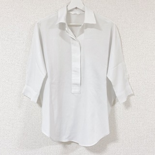 白 スキッパーシャツ シャツ ブラウス ホワイト オフィスカジュアル 白シャツ(シャツ/ブラウス(長袖/七分))