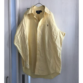 ラルフローレン 長袖ワンポイント刺繍ロゴカラーポニーシャツ 黄色BDシャツ