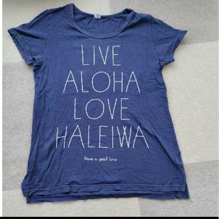 HALEIWA　レディース　Tシャツ　半袖　フリーサイズ　ネイビー　紺色