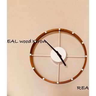 美品　REAL wood×iron  壁かけ時計(掛時計/柱時計)