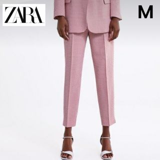 ZARA - 【ZARA】ザラ M テーパードパンツ クロップドパンツ シアサッカー ギンガム