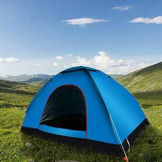 キャンプ テント ワンタッチ 丸形 2-3人用 ブルー P075(テント/タープ)