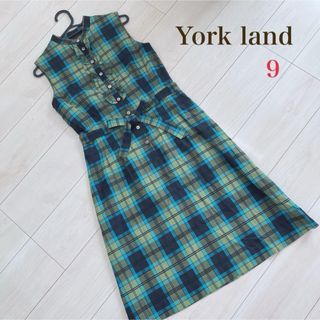 ヨークランド(Yorkland)の極美品　ノースリーブチェックワンピース　9   ヨークランド(ロングワンピース/マキシワンピース)