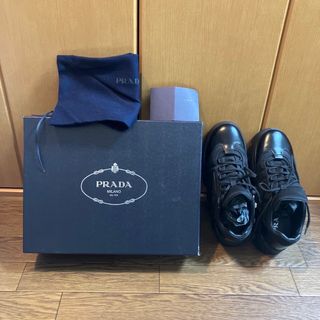 プラダ(PRADA)のプラダ　ブラッシュドレザーx renylonスニーカー(スニーカー)