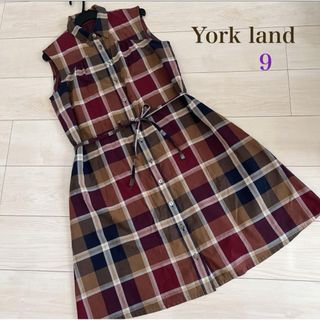 Yorkland - 極美品　ノースリーブチェックワンピース　9AR ヨークランド