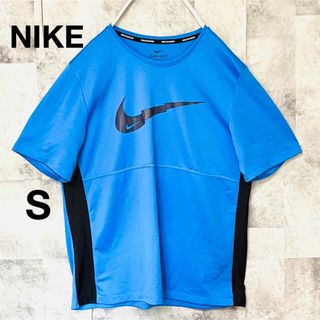 ナイキ(NIKE)のナイキTシャツ　メッシュTシャツ　センターロゴ　DRI-FIT S ブルー(Tシャツ/カットソー(半袖/袖なし))