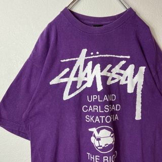 ステューシー(STUSSY)の【パープル、ワールドツアー】stussyビックロゴTシャツ古着ストリートM半袖(Tシャツ/カットソー(半袖/袖なし))