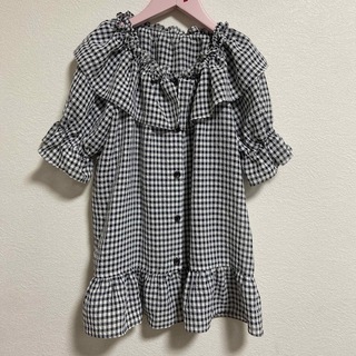 シャーリーテンプル(Shirley Temple)のシャーリーテンプル　チェック　フリル襟カットソー　160(Tシャツ/カットソー)